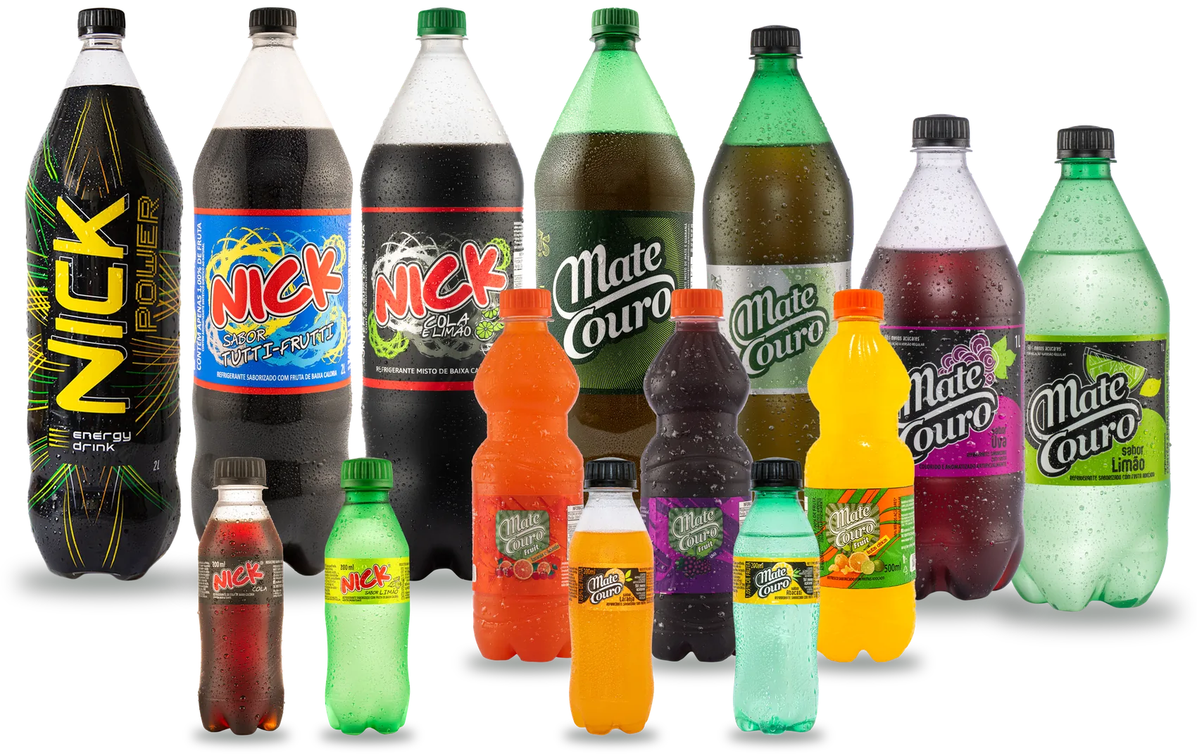 Linha de garrafas Mate Couro e refrigerantes Nick