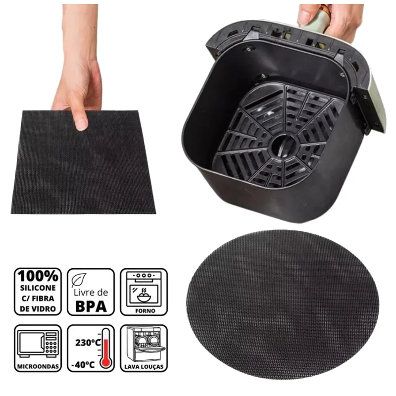 Tapete para Air Fryer Fibra de Vidro 23x23cm
